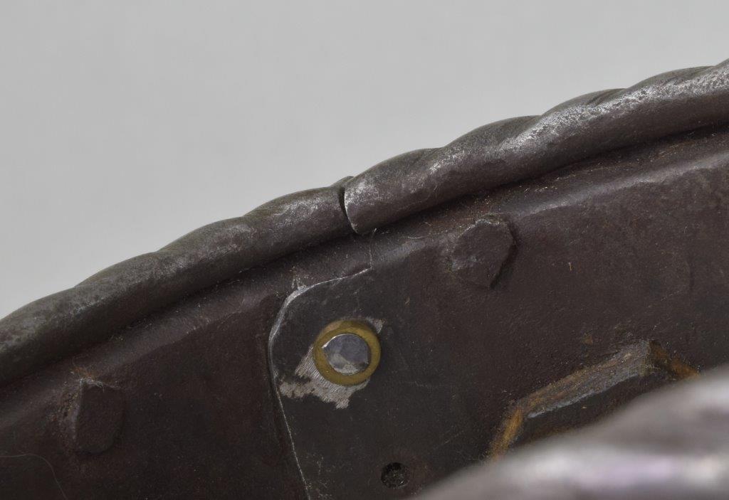 gorget details showing the uppper plate, roll, hinges and pins