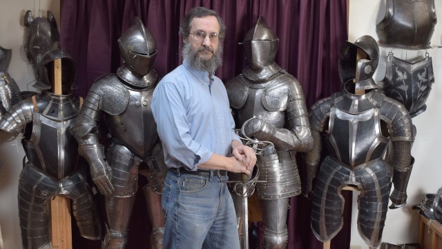 Wade posing with some armor.